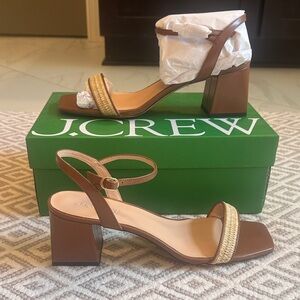 J. Crew Brown and Tan Block Heel Sandals